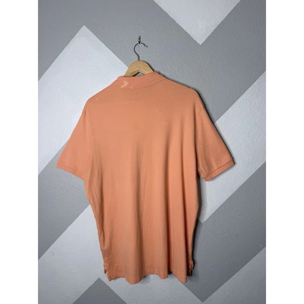 Polo Ralph Lauren Mens Large Polo Shirt Peach Orange Cotton Mesh Pony Logo Golf